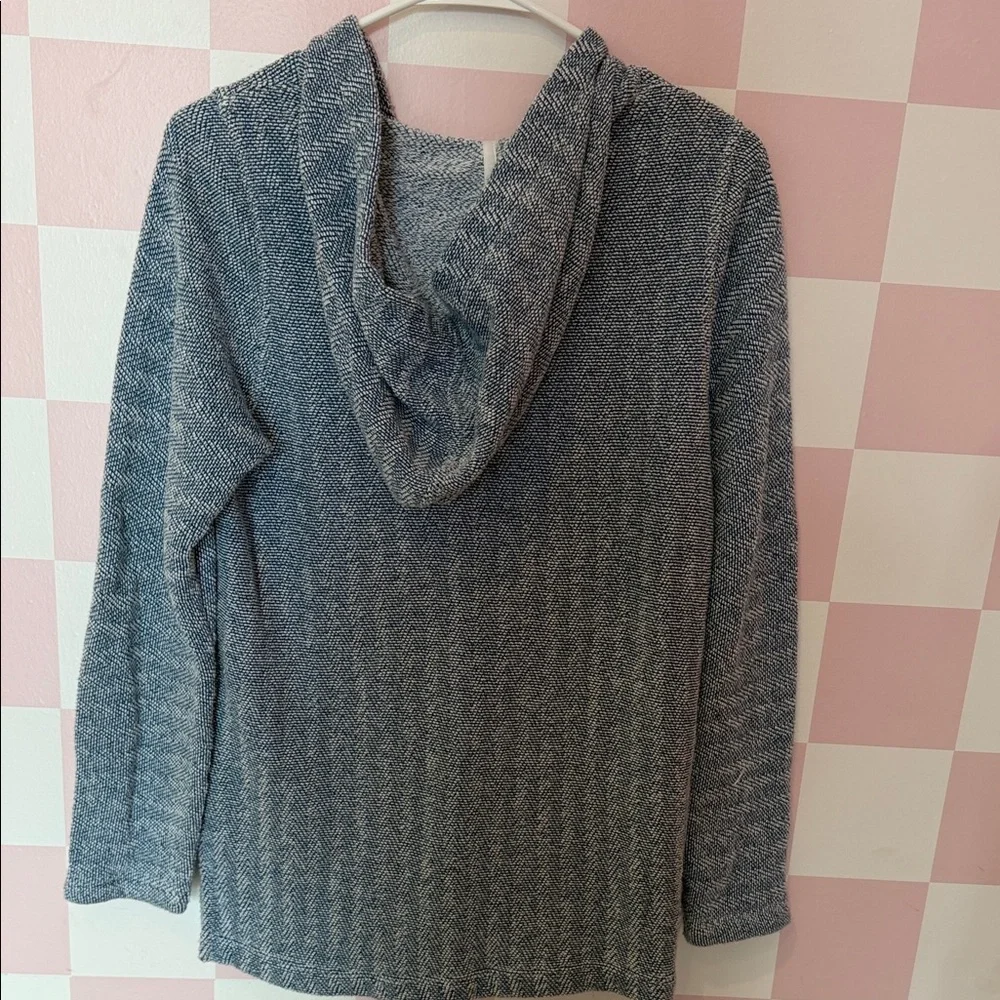 Faherty Whitewater Hoodie Baja Sweatshirt Womens small White Blue Textured Terry